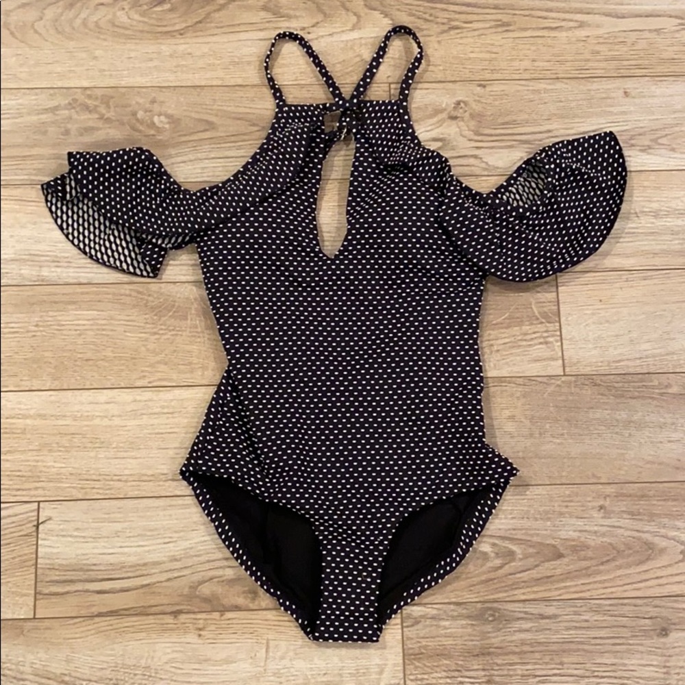Red Carter Polka Dot Ruffle One-Piece